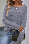 Sweater Boat Neck Dropped Shoulder Long Sleeve Knitwear Gray eb5fb687-60df-45cf-89a7-63c2c53c5ac1-Max Trendsi