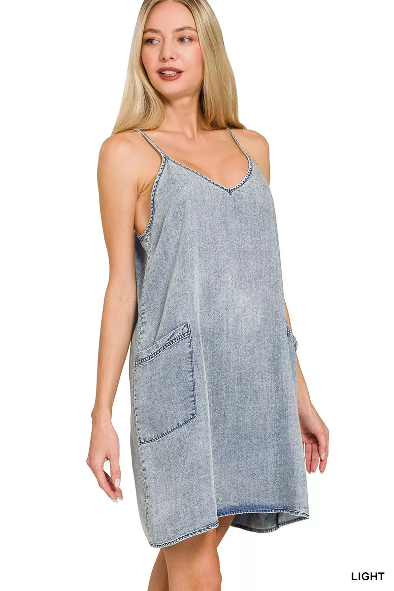 Zenana Enzyme Stone Washed Lyocell Mini Dress eb8f166ed48741b182232af88492e337-Max-Origin Trendsi