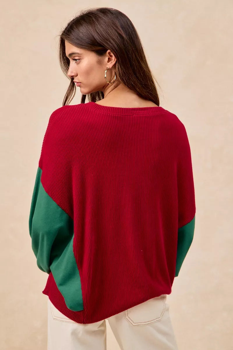 BiBi Womens Sweater Christmas Theme Tree Embroidered Red Pullover ebafd95c441244cf9a973c7449aef5f6-Max-Origin Trendsi