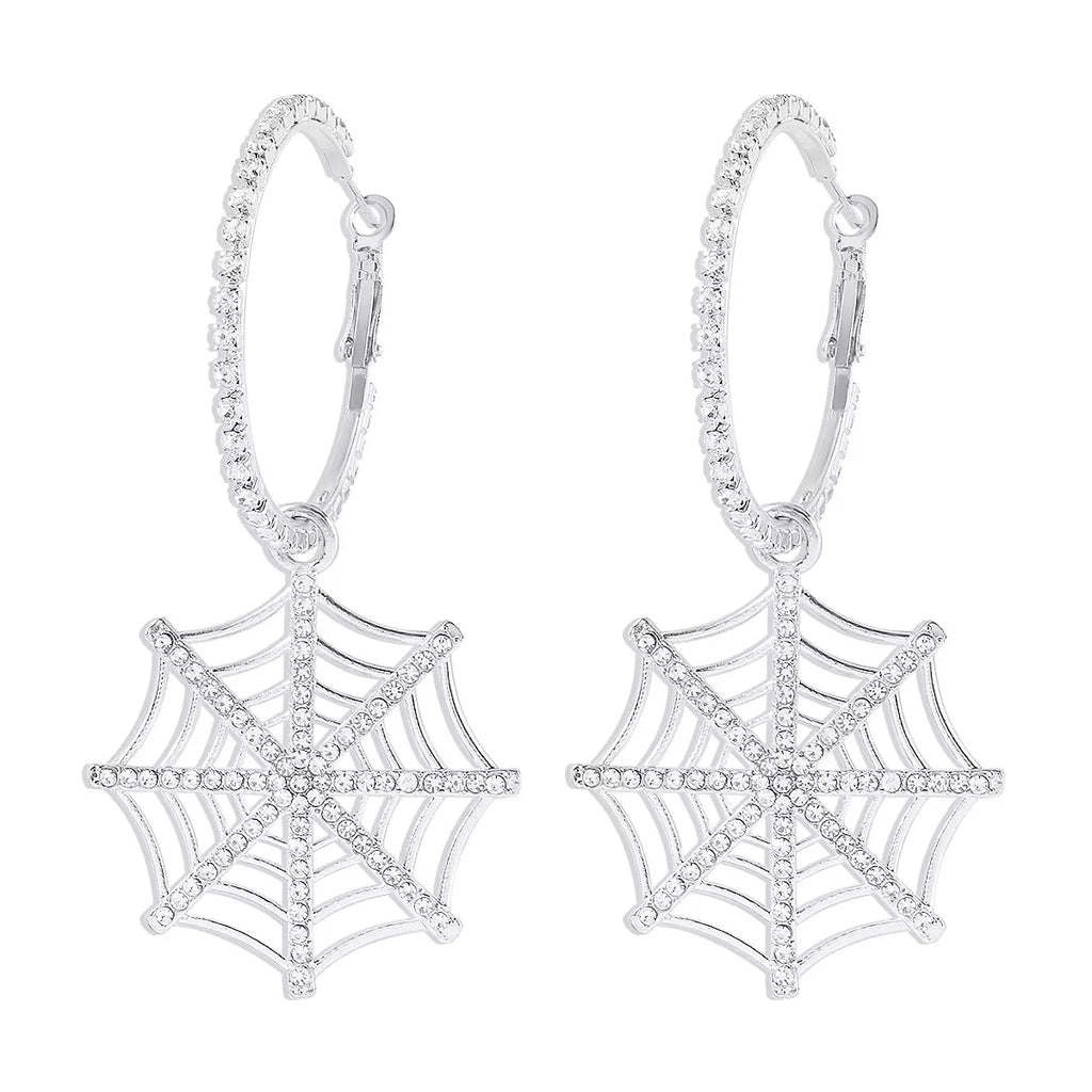 Hoop Earrings Spider Web Dangle Rhinestone Jewelry ebdde70d-07e2-47b0-a71c-63e39dcfb045-Max-Origin Trendsi