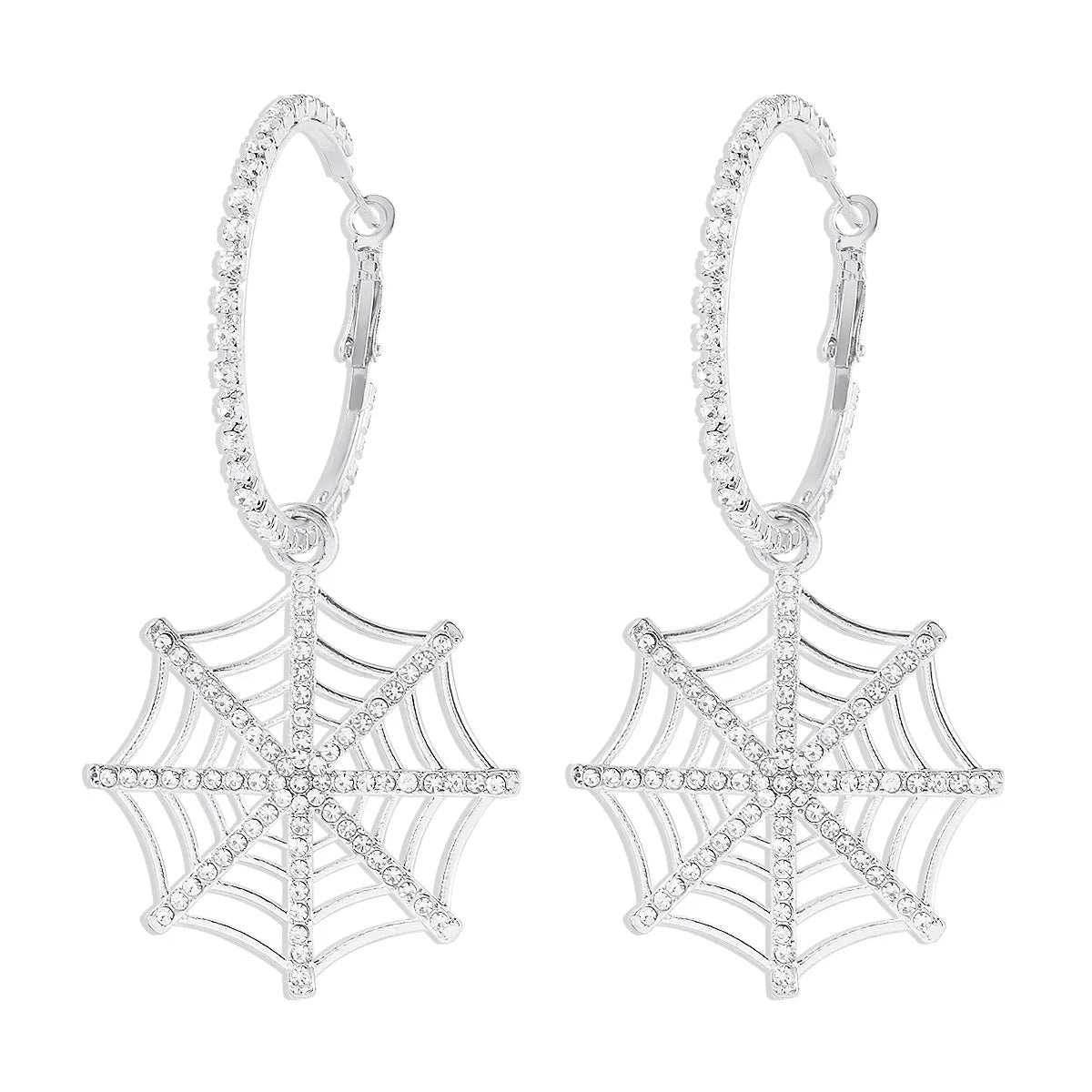 Hoop Earrings Spider Web Dangle Rhinestone Jewelry ebdde70d-07e2-47b0-a71c-63e39dcfb045-Max-Origin Trendsi