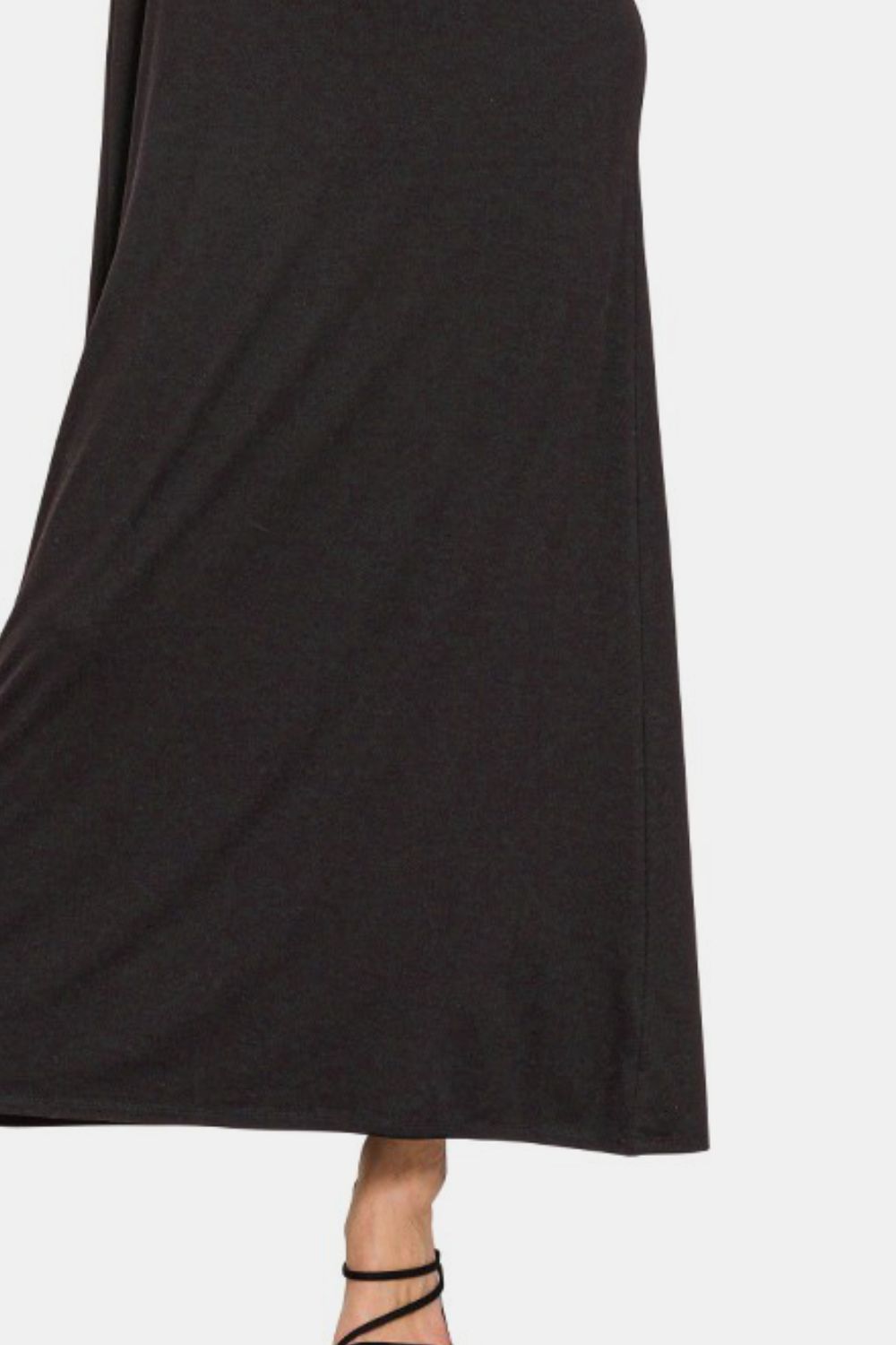 Zenana Black Midi Dress Scoop Neck Wide Strap Tank Solid Long Dress