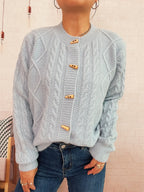 Women's Cardigan Cable Knit Button-Up Long Sleeve Knitwear ec006714e43d402ea23952d0090d3ece-Max-Origin Trendsi