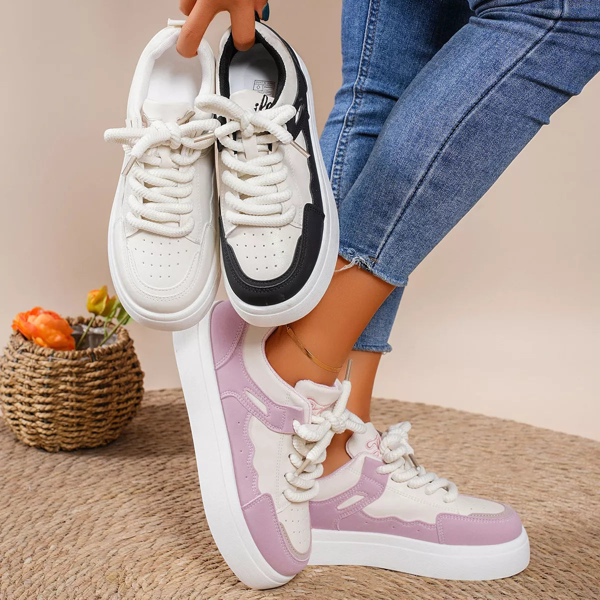 Women's Sneakers Round Toe Platform Mid Heels Casual Shoes ec05938ac70a40a292185052b24f0df8-Max-Origin Trendsi