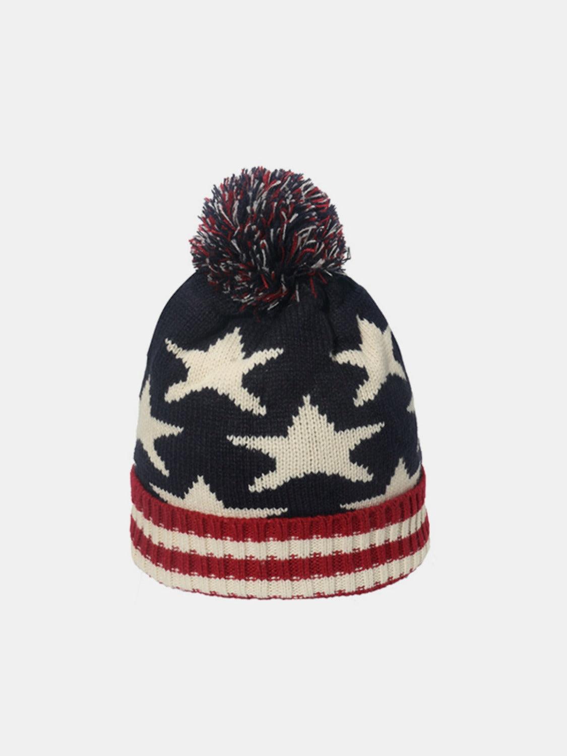 Knit Hat Roll Rim US Flag Style D One Size ec151d09-7d47-4e2b-9b1a-898681468c8a-Max Trendsi