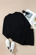 Loungewear Christmas Set MERRY Sequin Round Neck Long Sleeve Top and Shorts Set ec1de385-f220-426e-b5c1-935989100eec-Max Trendsi