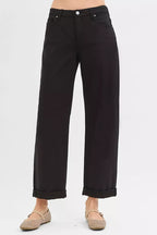 RISEN Womens Baggy Pants Black Tummy Control Mid Rise Ankle Barrel Relaxed ec41e048b5234984bcbbf05f1a6df71b-Max-Origin Trendsi