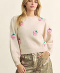 Davi & Dani Sweater Crochet Strawberry Embroidery Round Neck Long Sleeve Beige ec5eb51c-1f84-49cf-9288-f5aa16bc88e4-Max Trendsi