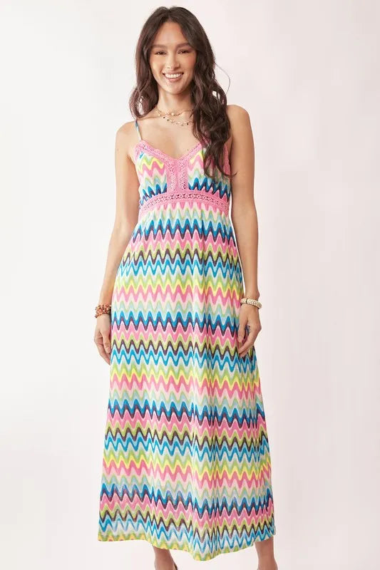 Davi & Dani Midi Dress Multi Color Stripe Crochet Lace Strappy ec7b35e656244d6f8becb7cecc5a0958-Max-Origin Trendsi