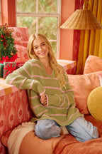 BiBi Womens Sweater Striped Sage Green Long Sleeve Oversized Pullover ec98a1606a864e42aff75db69ae4fbaa-Max-Origin Trendsi