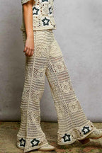 POL Openwork Crochet Flare Pants with Contrast Star ecea86cb-edd2-456f-a115-abf5aef20d39-Max-Origin Trendsi