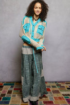 POL Womens Hooded Shirt Aqua Blue Texture Woven Top with Drawstring Hem ecf7e079-096c-4a87-81a0-08437ab74c03-Max-Origin Trendsi