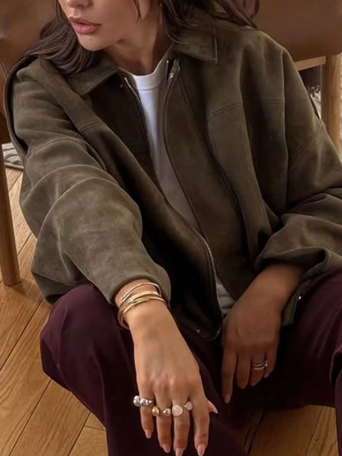 Womens Jacket Oversized Faux Suede Zip Up Long Sleeve Casual Outwear ed16cbaa-bb1b-4710-a42e-82568f0a3605-Max-Origin Trendsi