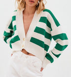 Women Cardigan Striped V Neck Button Down Long Sleeve Soft Acrylic Sweater ed1c1920-eed5-4fb4-a2cd-519a9827ae25-Max Trendsi