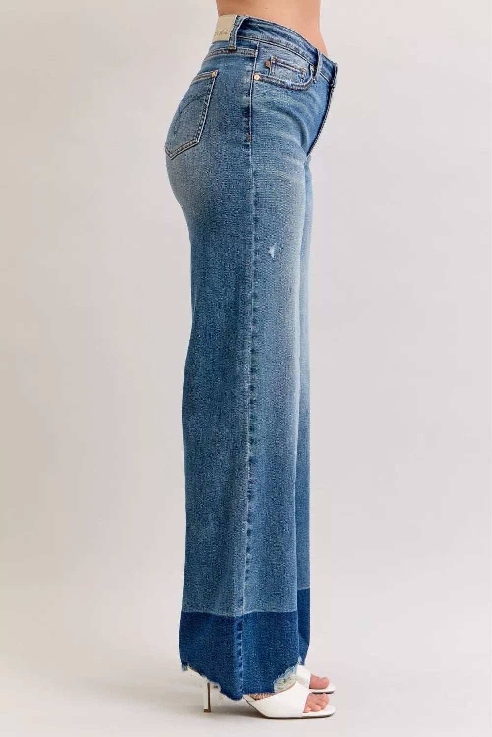 Judy Blue Column Straight Jeans Raw Hem High Waist Dark Washed Pants ed3018fb80f34afe8b8818def2e83520-Max-Origin Trendsi