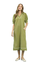 Umgee Seersucker Midi Dress with Contrast Trim