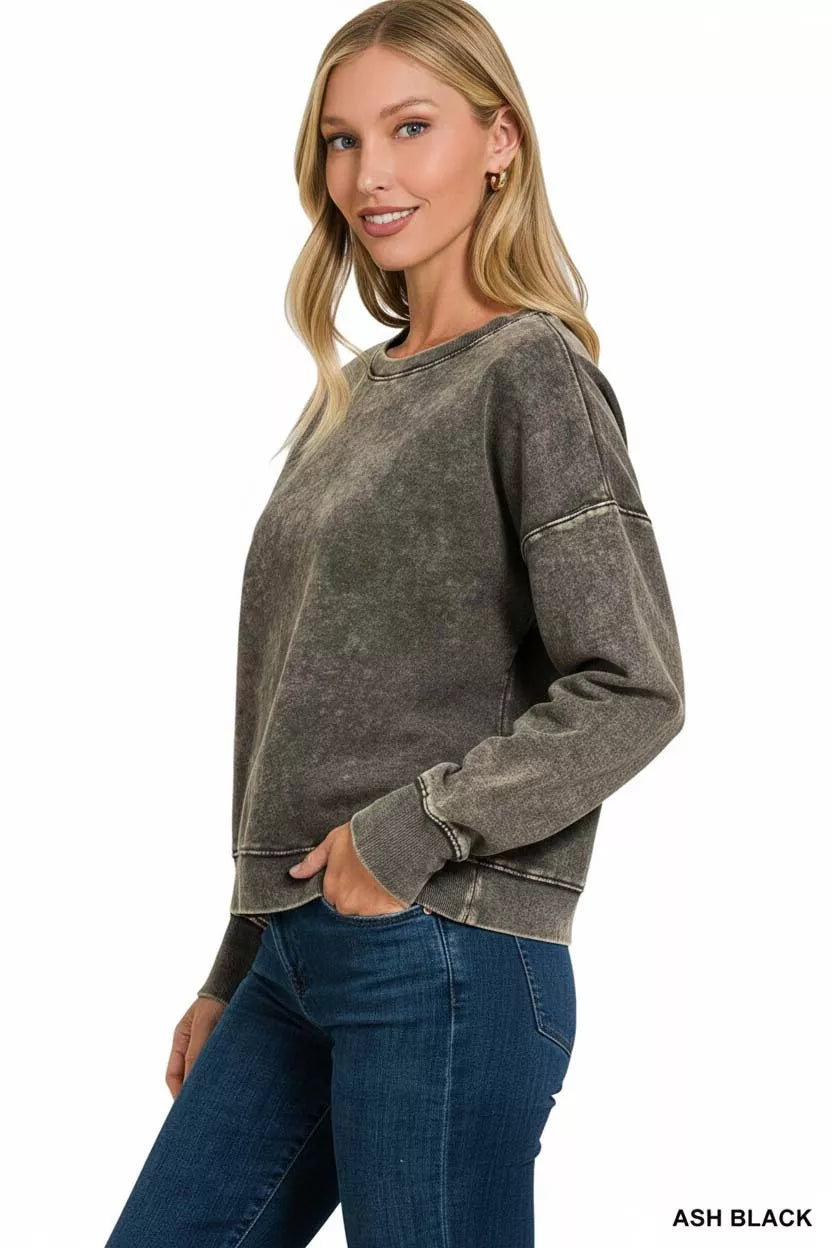 Zenana Womens Sweatshirt Ash Black French Terry Acid Wash Boat Neck Top ed6778e4-88ff-4cf4-a2f9-6c08bb1450e0-Max-Origin Trendsi