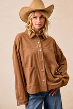 BiBi Corduroy Womens Shacket Camel Relaxed Fit with Back Pleat ed6ef441c7194b8691c4c89ab317be0b-Max-Origin Trendsi