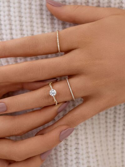 Inlaid Zircon Ring 18K gold-plated 925 Sterling Silver Women's Jewelry ed6fde60-c464-4238-afce-3750479f0081-Min Trendsi