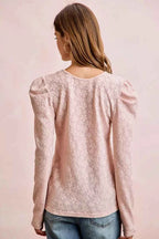 BiBi Women Blouse Textured Flower Knit Blush Pink Puff Shoulder Top Long Sleeve ed73548cba8d4bc898c0b9aac3d3a7b0-Max-Origin Trendsi