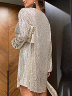 Sequin Mini Dress Tie Waist Long Sleeve Short Women Party Lined Dresses ed7837cd-bf54-4a2c-a65a-bc6105128253-Max Trendsi
