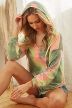 BiBi Womens Hoodie Tie Dye Green Mix Terry With Twill Tape Drawstring Hood ed7ad95872044be4884939479877e24c-Max-Origin Trendsi
