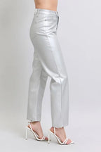 Judy Blue Silver Faux Leather Pants High Waist Straight ed7e8409246745078c1be78006142c39-Max-Origin Trendsi
