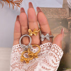 Bow Ring Twisted Titanium Steel 18K gold-plated Jewelry ed8dd342-5101-4156-b99e-de227b926478-Max Trendsi