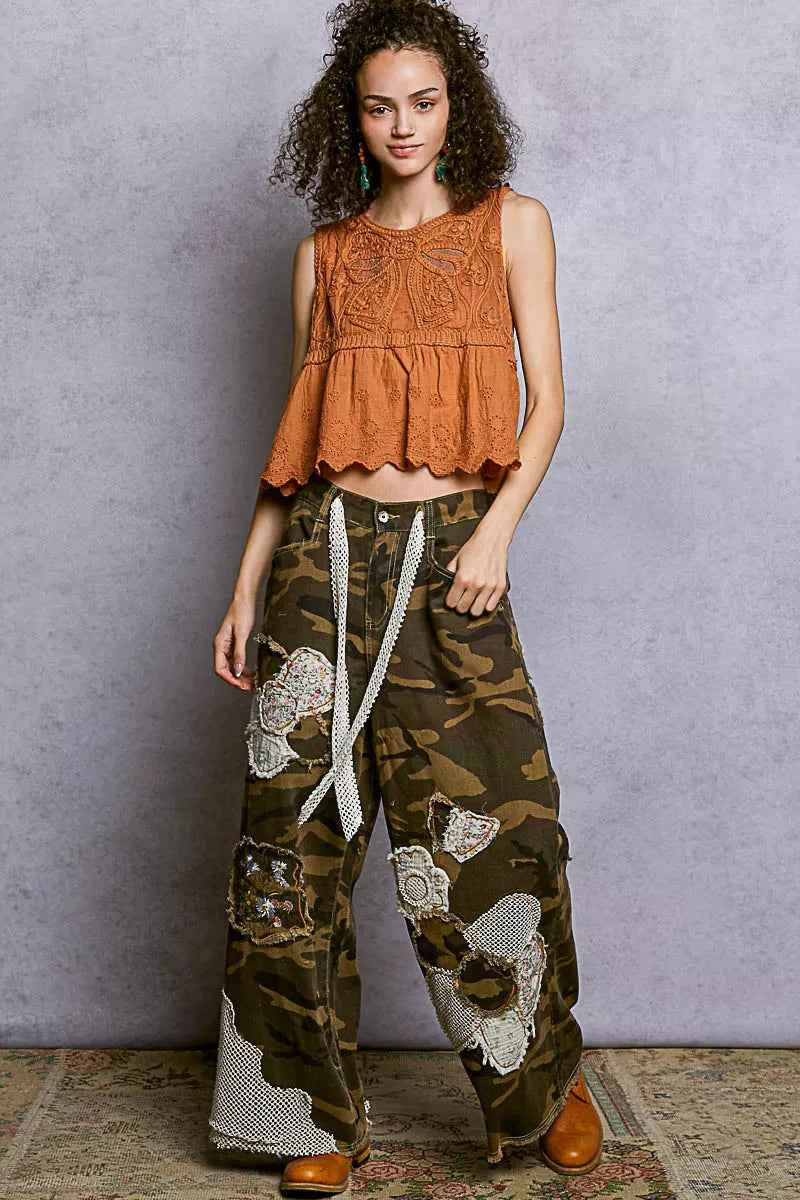 POL Crochet Cropped Tank with Scalloped Hem