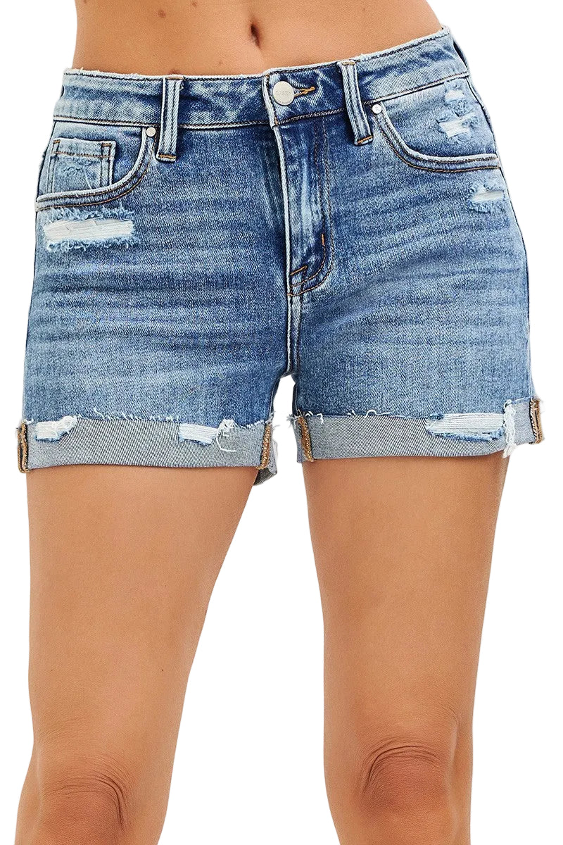 RISEN Mid-Rise Cuffed Shorts