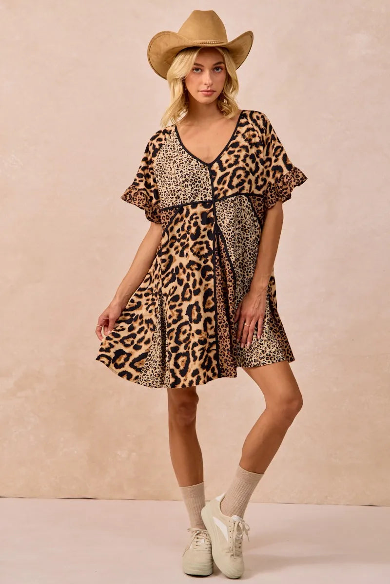 BiBi Leopard Dress Mix and Match Prints Short Sleeves Oversized V Neck LEOPARD MIX edaaf2a69ac7419c80e1a654ec13d534-Max-Origin Trendsi