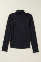 Black Lace Blouse Women's Floral Mock Neck Long Sleeve Semi-sheer Top edb30c0a-938e-4a59-905a-0b9c3d79dca2-Min Trendsi