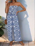 Perfee Jumpsuit Blue Floral Smocked Tube Strapless Wide Leg Belted High Waist edc707e9-6f0a-4505-8b3b-477303d011b4-Min Trendsi