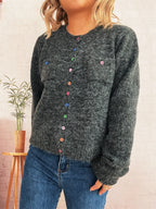 Women's Cardigan Colorful Button-Up Ribbed Hem with Chest Pocket edd41a602edb44649ac2a9bc6e1b7e77-Max-Origin Trendsi