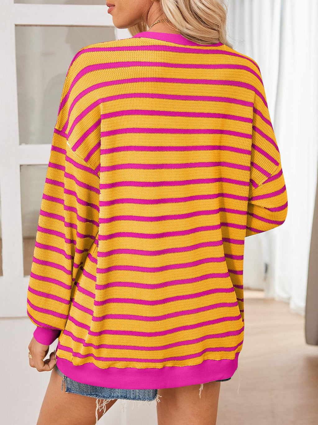 Lovelet Sweatshirt Striped Contrast Long Sleeve Top edd59e76-6909-4b63-9aac-229f6b1af3d7-Max Trendsi