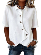 Plus Size Full-Length Casual Asymmetrical Button-Up Shirt