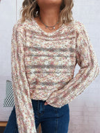 Women's Sweater Round Neck Long Sleeve Stripe Knit Lightweight & Comfortable Apricot One Size ede64561fb4f4d9786e160b2ccd7dbe0-Max-Origin Trendsi