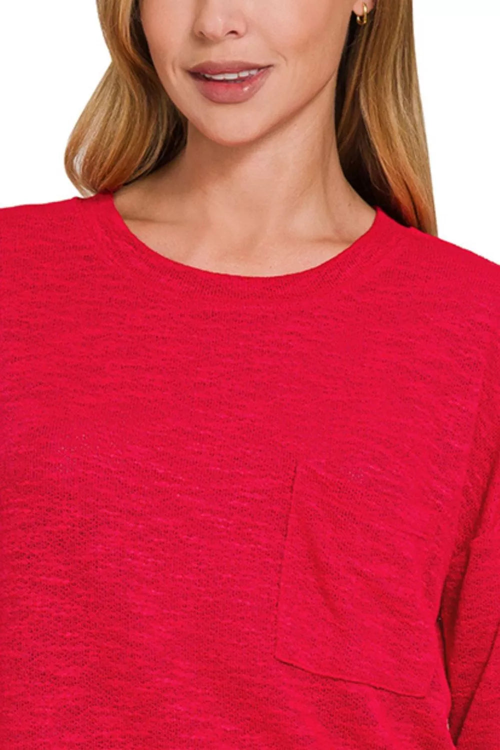 Zenana Womens T-Shirt Ruby Red Slub Hacci Long Sleeve Top edf60905-69ee-410a-b83f-facea1af7877-Max-Origin Trendsi