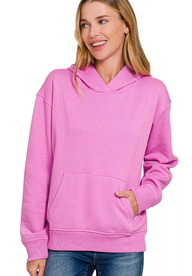 Zenana Fleece Womens Hoodie Bright Mauve Kangaroo Pocket Top BRIGHT MAUVE ee00fff1-208b-4b06-abdc-8a34bfbe1853-Max-Origin Trendsi