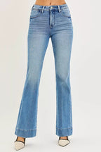 RISEN Women Mid Rise Flare Jeans Tummy Control 4 Way Stretch Denim Pants ee21e29e826d44e3868465b326d94b39-Max-Origin Trendsi