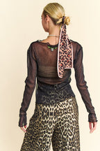 Glitter Mesh Black Top Sheer Davi & Dani USA Long Sleeve with Lettuce Hem ee28e982-4b03-4aa9-a175-47fc7b96c400-Max Trendsi