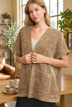 Umgee USA Women's Mocha Open-Front Knit Cardigan with Pockets