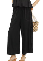 Linen Frayed Side Pocket Wide Leg Pants