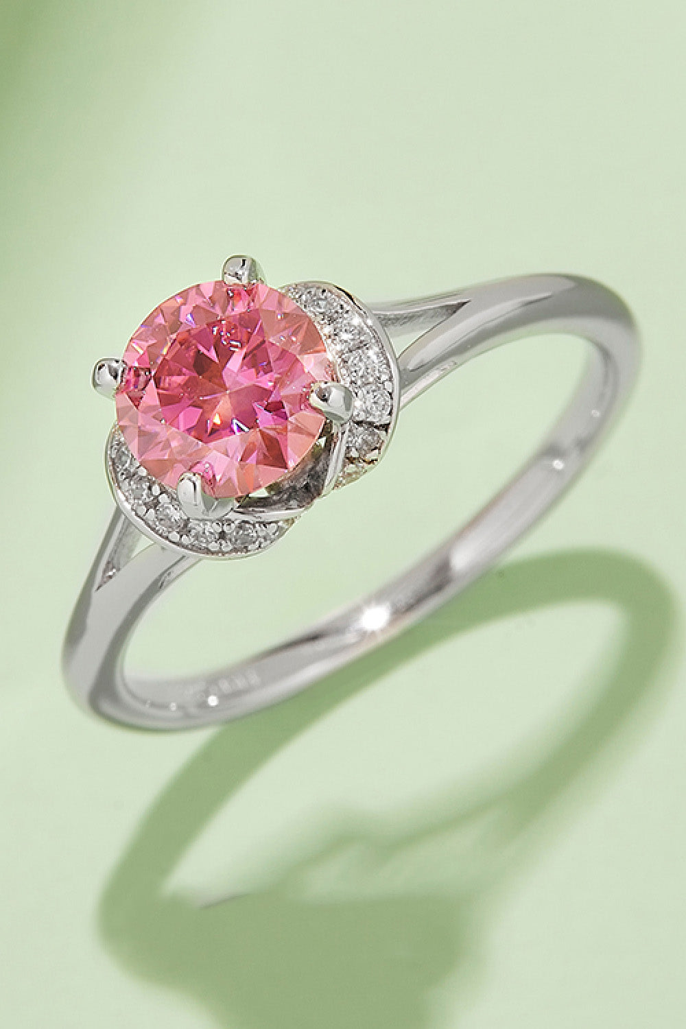 1 Carat Moissanite Stone Silver Ring 0.3 Carat Murray 4-Prong 925 Sterling Hot Pink ee456ce78a5746e1b3a5ec6d97e10e7b-Max Trendsi