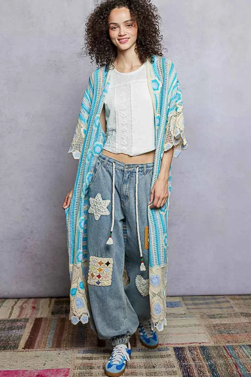POL Crochet Longline Cardigan Sky Multi Striped and Floral Pattern ee4ae3e5-e5bf-4300-9c0a-1619dcbe34ea-Max-Origin Trendsi