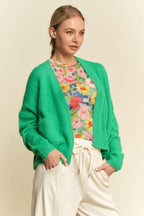 Davi & Dani USA Women Green Cardigan Open Front Knit Long Sleeve Pocketed ee549c25-2464-4e78-ac3c-5283270ad326-Max Trendsi