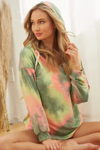 BiBi Womens Hoodie Tie Dye Green Mix Terry With Twill Tape Drawstring Hood GREEN TIE DYE ee5c0ecac9314980849caaff43afa857-Max-Origin Trendsi