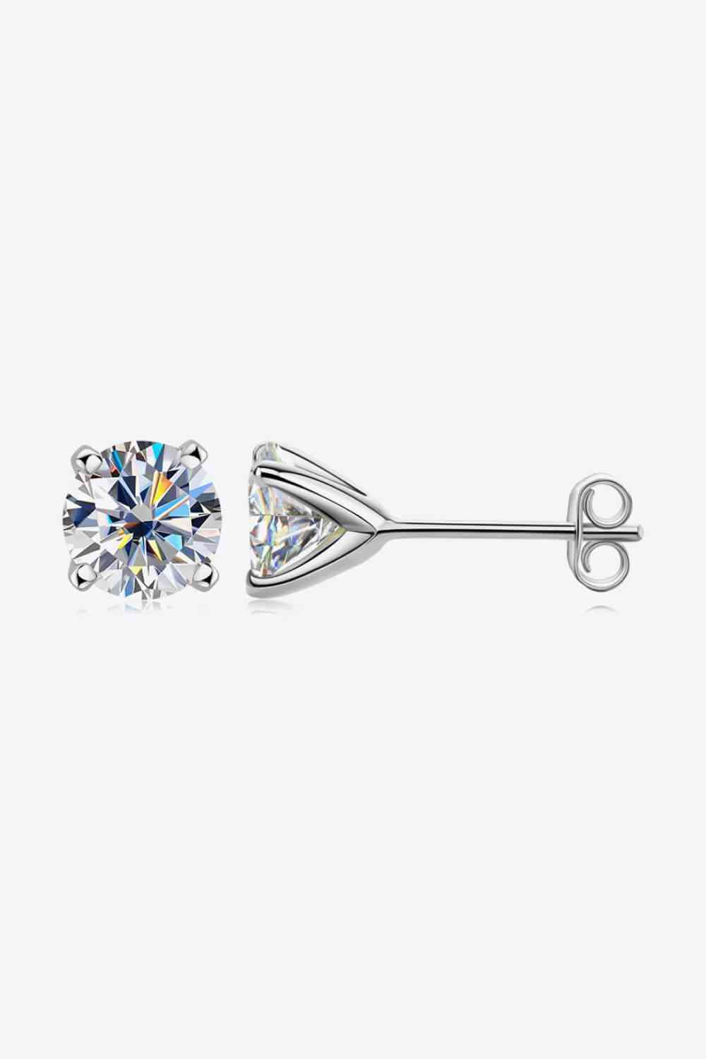Stud Earrings Silver 1 Carat Moissanite 4-Prong 925 Sterling Gold Silver Silver One Size ee5efabaa674496ab3a3c19b5220b912-Min Trendsi