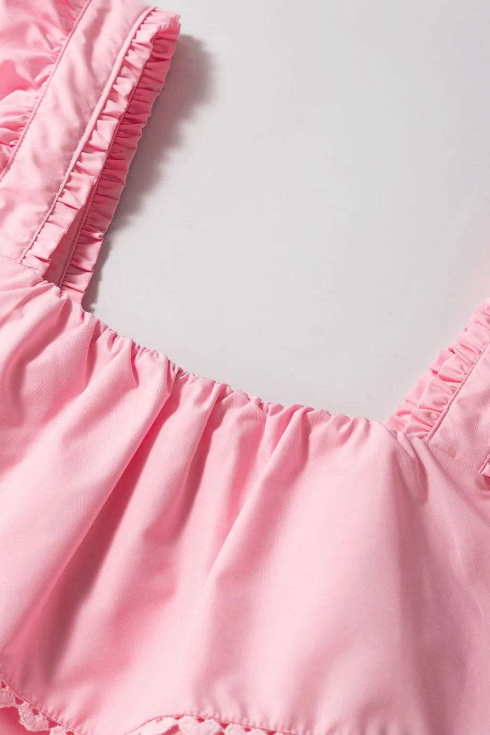 Ruffle Top Blush Pink Tiered Heart Trim Square Neck Top Short Sleeve ee70d72e-8885-4e91-981f-52199b7a497d-Max-Origin Trendsi