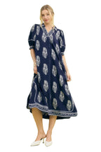 Umgee Border Print Collared Midi Dress